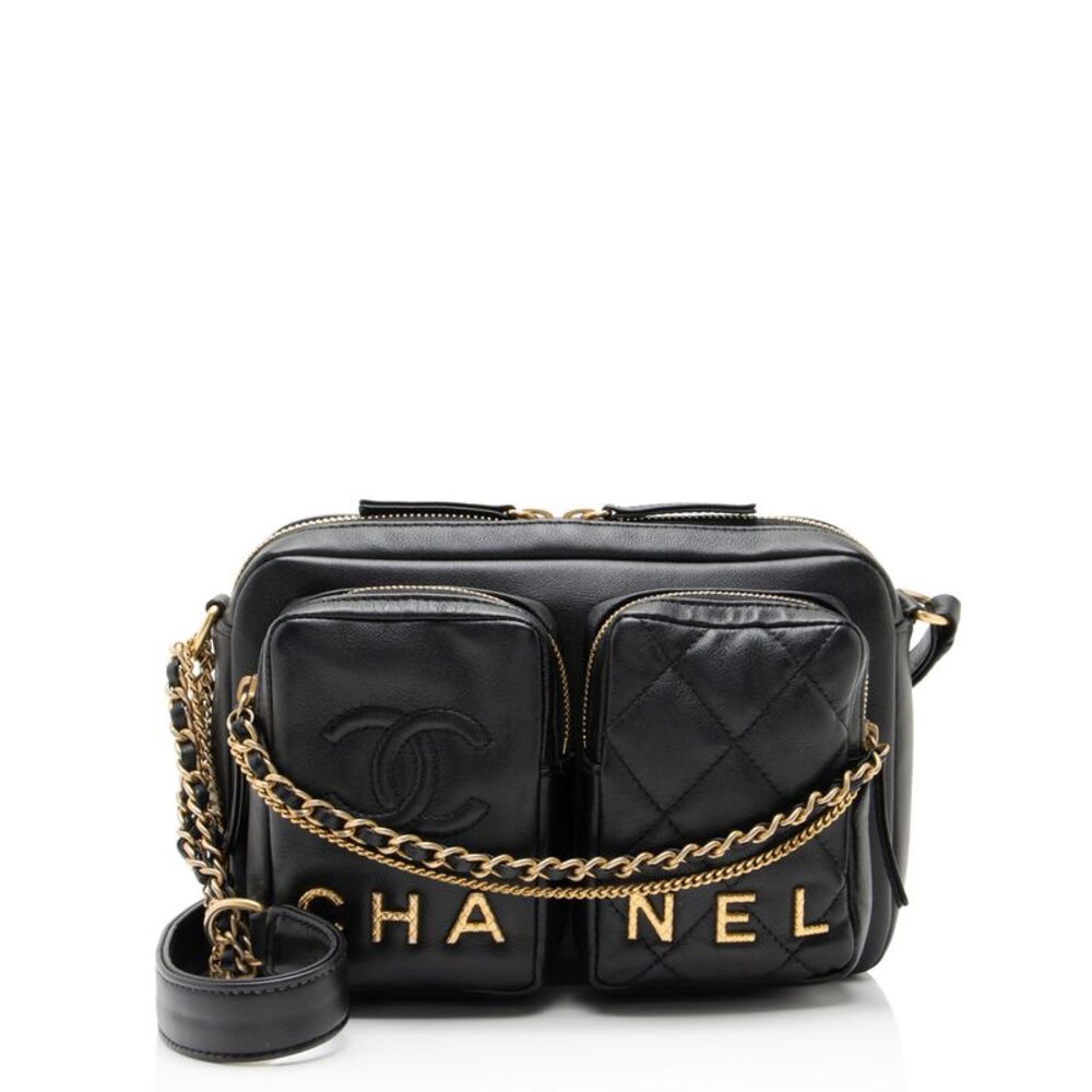 Chanel Calfskin Double Pocket Small Camera Bag